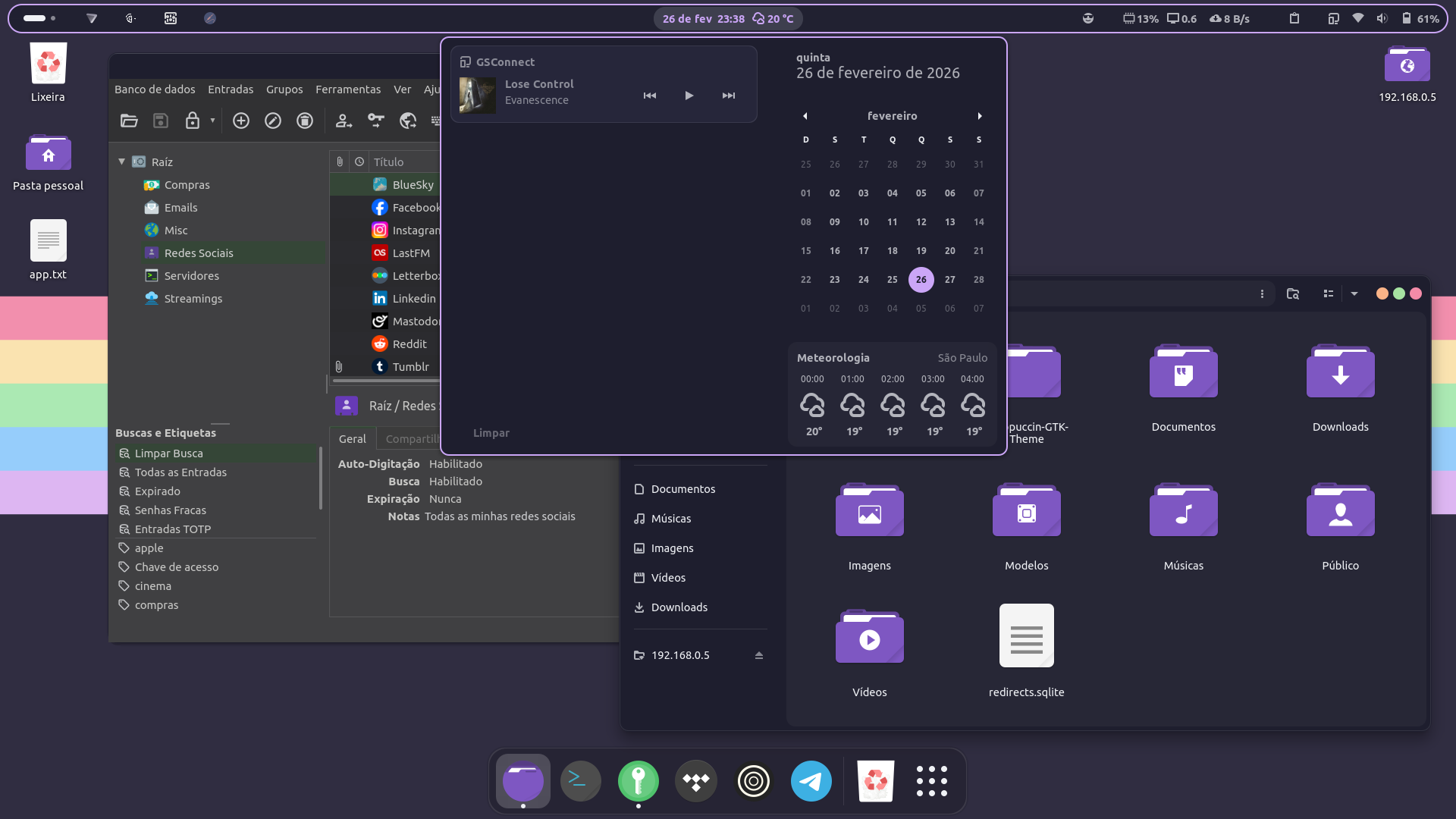Minha área de trabalho gnome