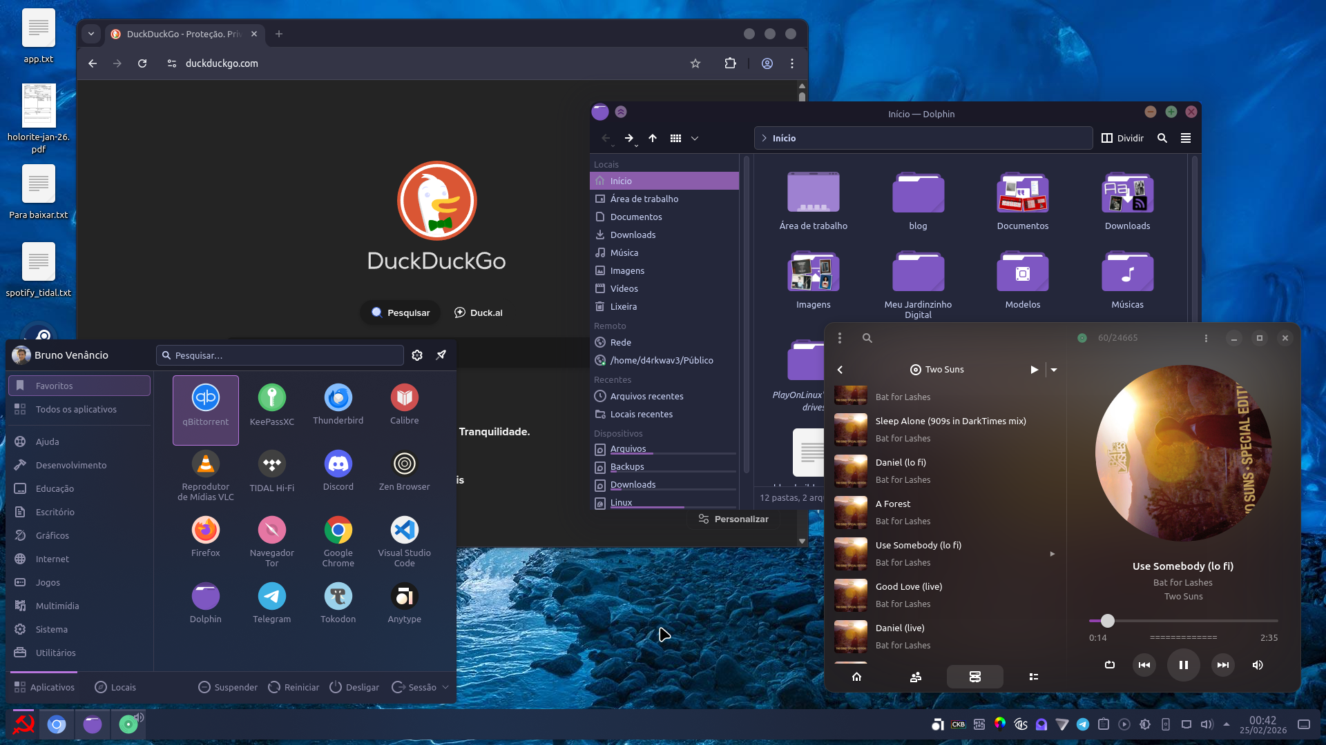 Minha área de trabalho KDE Plasma